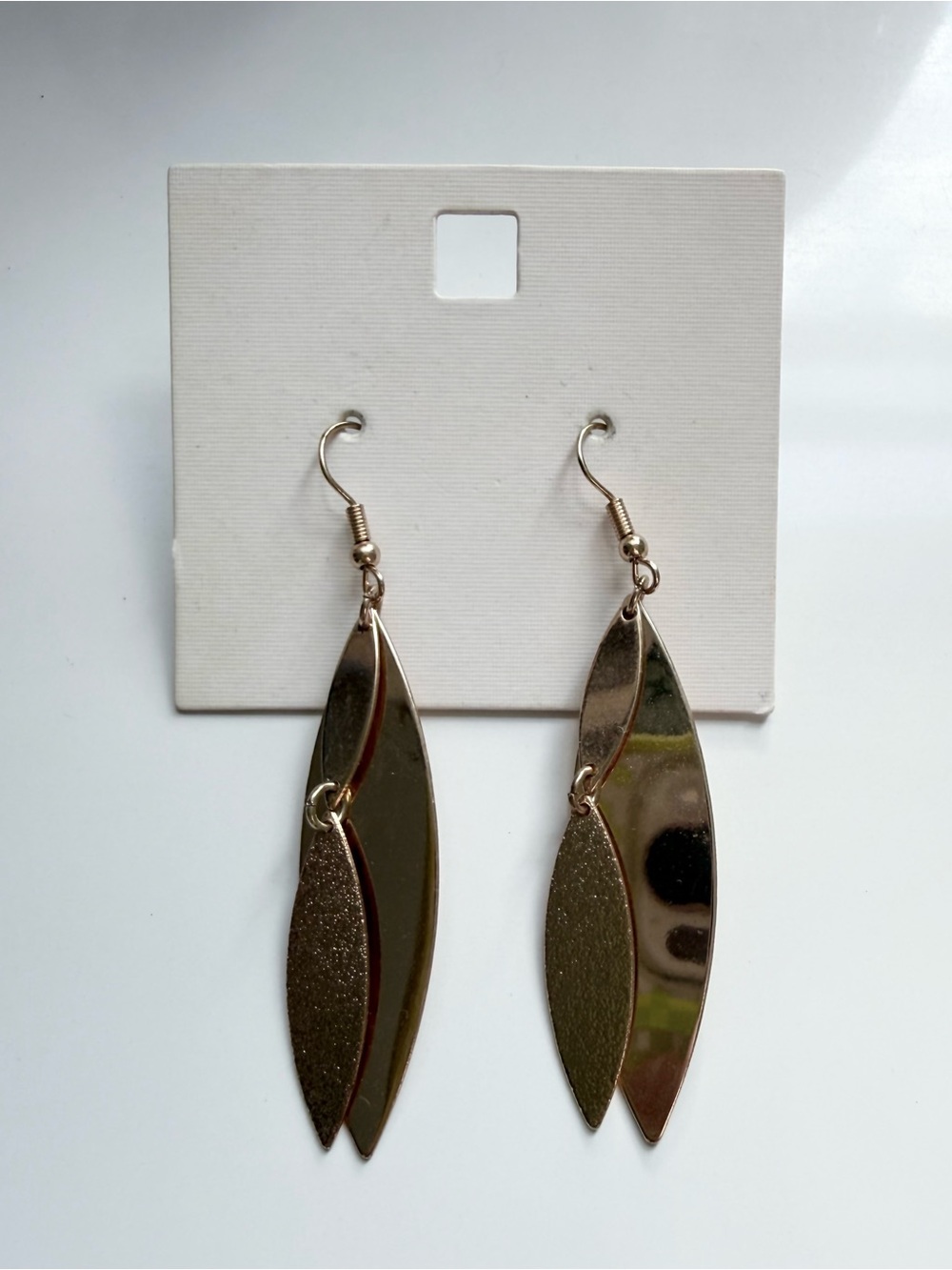 Gold Drop Leaf Dangle Earrings
